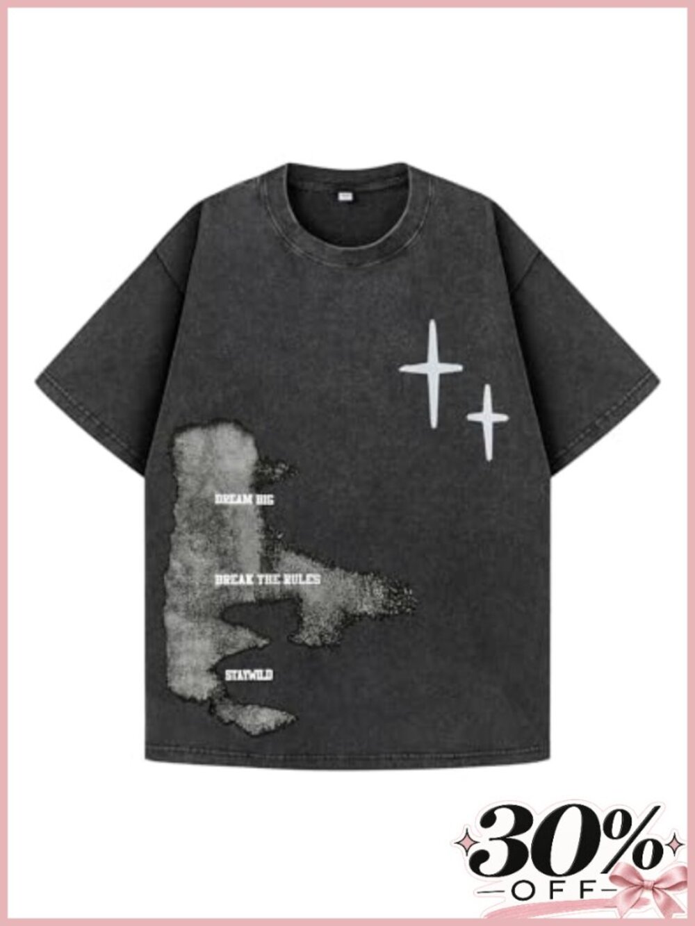 Oversized Graphic T-Shirt Men Y2K Vintage Stars Streetwear Tee
